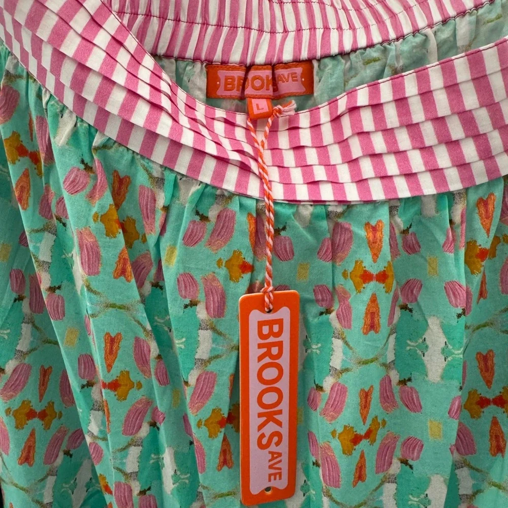 Brooks Ave Pink and Aqua Abstract Maxi Skirt - Picture 1 of 3